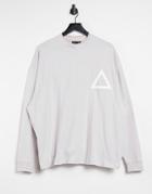 Asos Unrvlld Spply Oversized Long Sleeve T-shirt With Logo Rib Neck In Gray-black