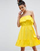 Asos Ruffle Bandeau Mini Sundress - Yellow
