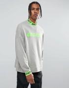 Asos Oversized Sweatshirt With Contrast Collar & Cuff - Gray