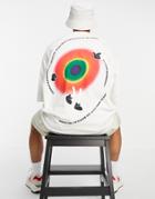 Crooked Tongues Oversized T-shirt With Vortex Swirl Back Print In Ecru-neutral