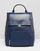 Modalu Large Leather Backpack - Navy