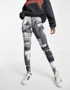 Urban Revivo Leggings In Gray Abstract Print