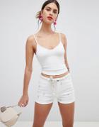 Esprit Cactus Print Denim Shorts - White