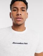 Abercrombie & Fitch Chest Box Logo Curved Hem T-shirt In White