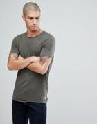 Jack & Jones Vintage T-shirt With Raw Hem And Pocket Detail - Green