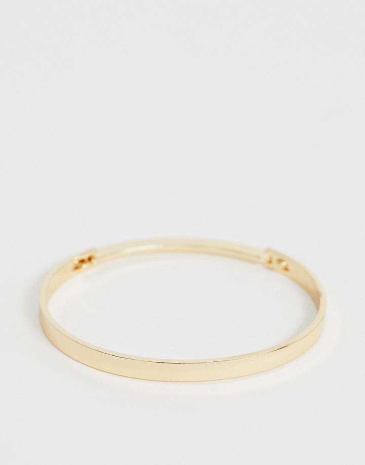 Asos Design Cuff Bracelet With Sleek Hinge In Gold Tone - Gold