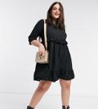 Yours Ruffle Layer Smock Dress In Black