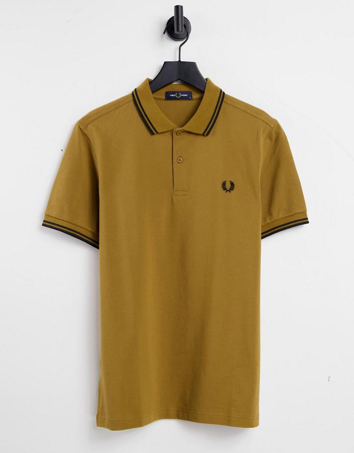 Fred Perry Twin Tipped Polo In Tan-brown