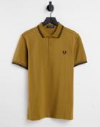 Fred Perry Twin Tipped Polo In Tan-brown