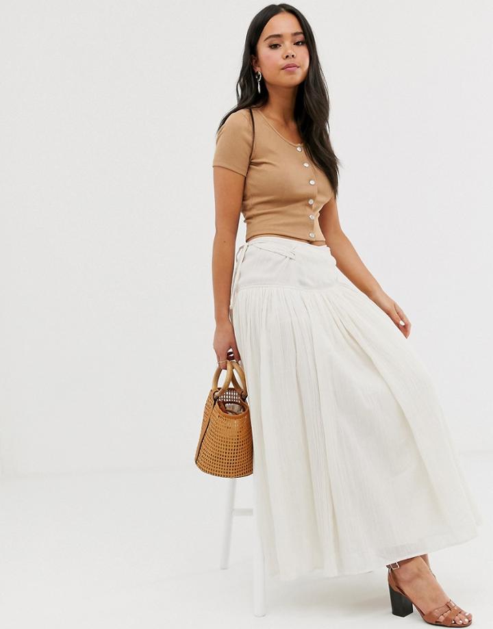Asos Design Cheesecloth Wrap Maxi Skirt - Cream