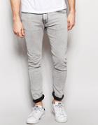 Pull & Bear Super Skinny Jeans In Acid Wash Gray - Gray