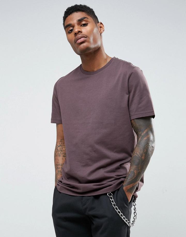 Asos Longline T-shirt - Brown