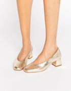 Carvela Antidote Gold Leather Mid Heeled Shoes - Gold