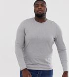 Asos Design Plus Long Sleeve T-shirt With Crew Neck In Gray Marl - Gray