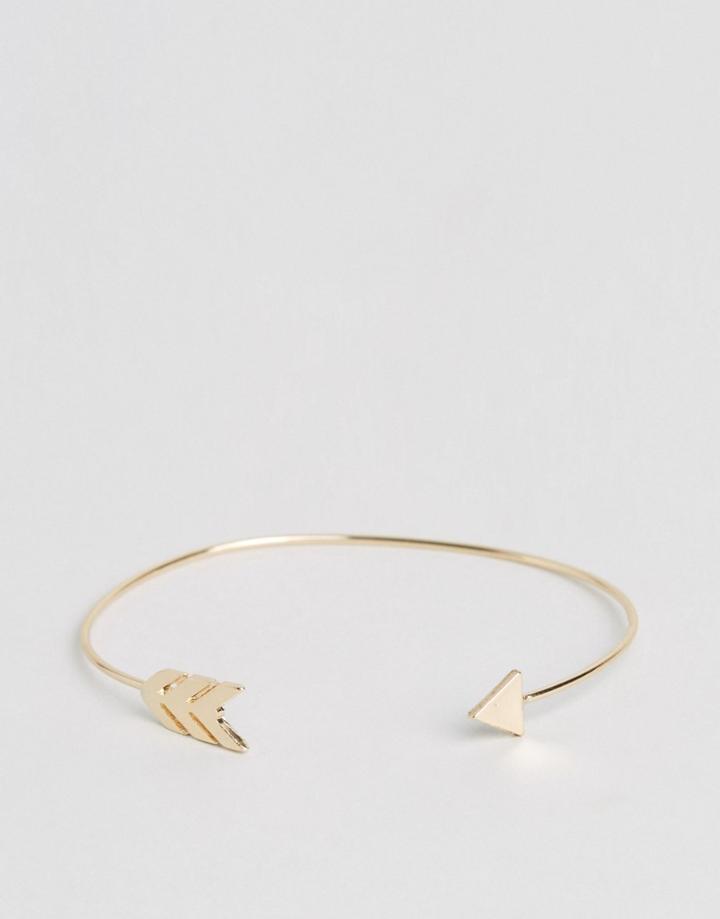 Asos Open Smooth Arrow Cuff Bracelet - Gold