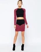 Hedonia Sella Mini Skirt With Geo Print Contrast - Pink