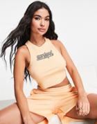 Asos Weekend Collective Racer Tank Top With Futuristic Logo In Apricot - Part Of A Set-orange