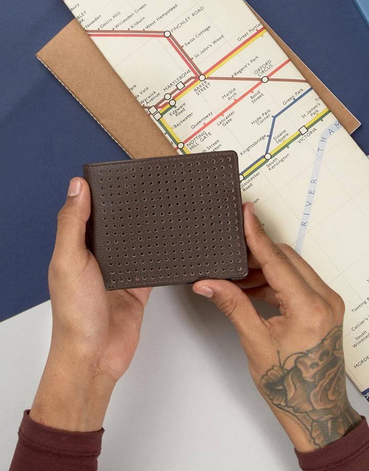 Systvm Perforated Leather Wallet - Brown