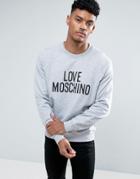 Love Moschino Sweatshirt In Gray With Embossed Logo - Gray