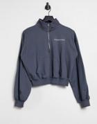 Missguided Sweatshirt With Half Zip In Gray-grey