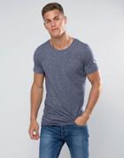 Tom Tailor Longline T-shirt With Curved Hem - Navy