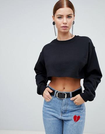 Prettylittlething Cropped Sweater - Black
