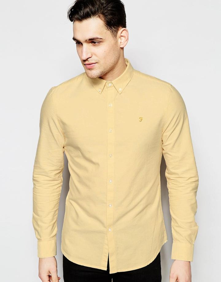 Farah Oxford Shirt In Slim Fit - Yellow