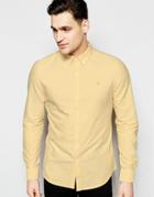Farah Oxford Shirt In Slim Fit - Yellow