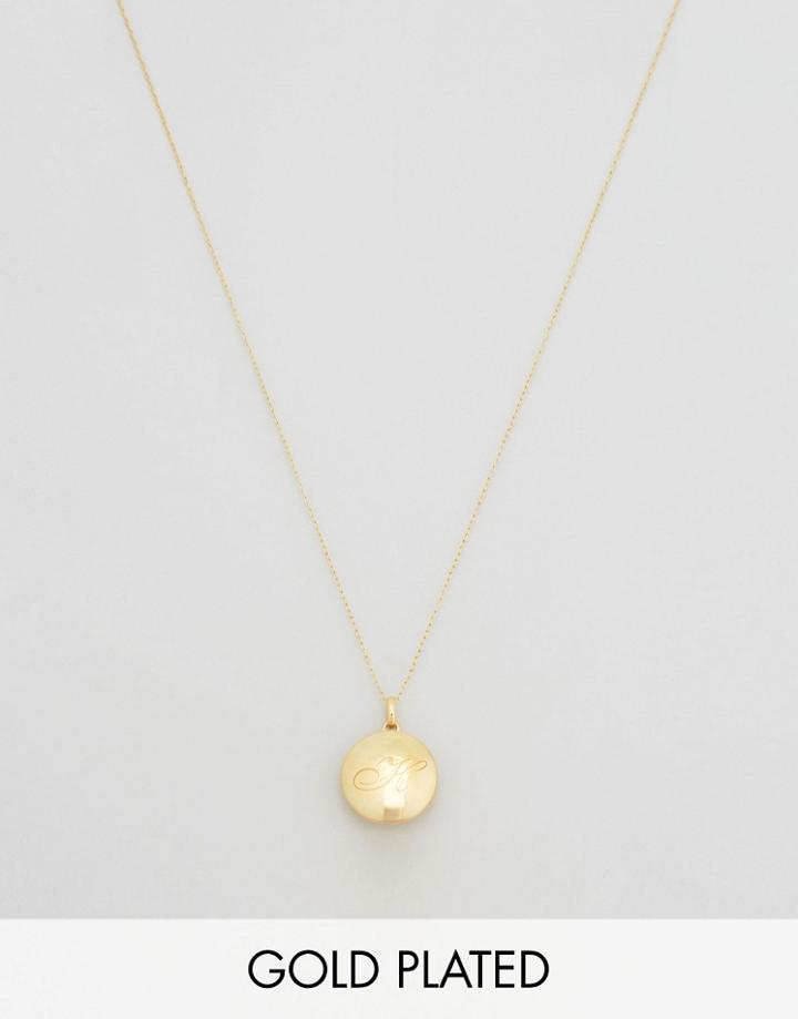 Carrie Elizabeth 14k Gold Vermeil Engraved H Initial Locket With Diamond Detail Locket - Gold