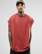 Asos Super Oversized Sleeveless T-shirt With Dropped Armhole In Rust - Flame