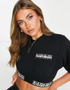 Napapijri Box Cropped T-shirt In Black