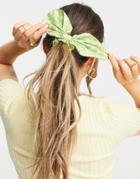 Asos Design Bow Hair Scarf In Green Floral Print-multi