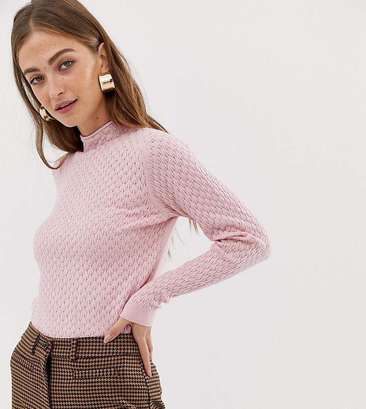 Warehouse Lattice Knit Sweater In Light Pink - Pink