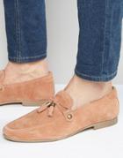 Asos Loafers In Pink Suede With Tie Front Tassel - Pink