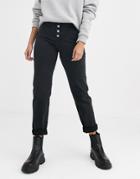Dr Denim Nora High Rise Mom Jean With Exposed Button Detail