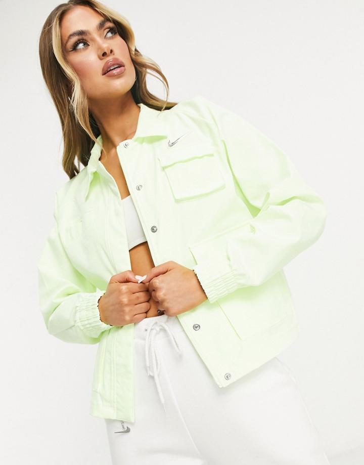 Nike Swoosh Woven Utility Jacket In Neon Yellow