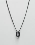 Asos Circle Pendant Necklace In Black - Black
