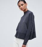 Asos Design Tall Eco Boxy Sweater With Ripple Hem-gray