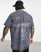 Night Addict Tour Print T-shirt In Acid Wash-black