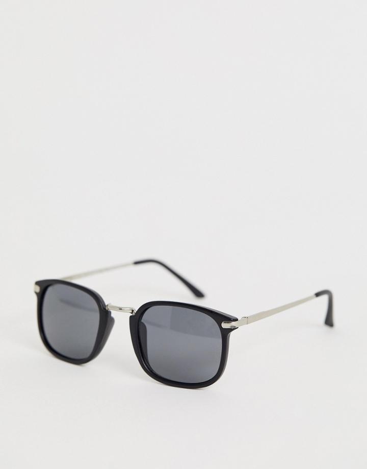 Aj Morgan Square Frame Sunglasses In Black And Gold
