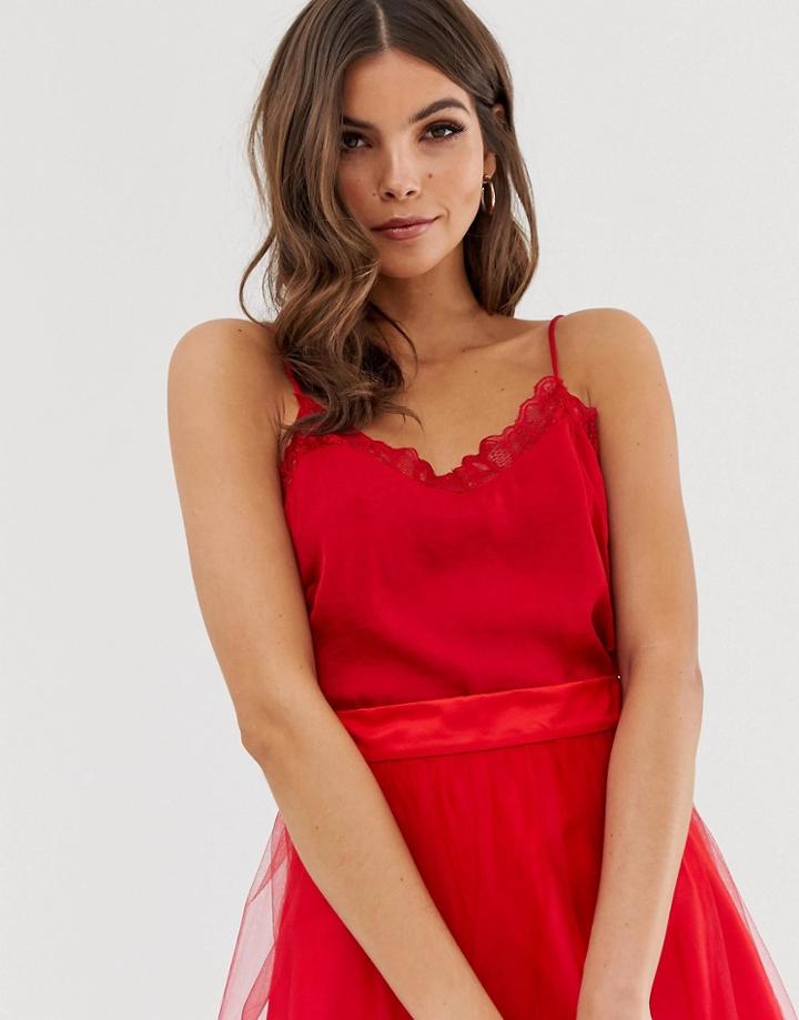 Y.a.s Lace Trim Cami Top - Black