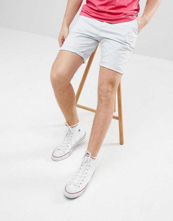 Asos Design Slim Chino Shorts In Ice Gray - Gray