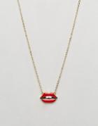 Asos Station Lips Necklace - Red