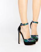 Carvela Access Two Part Blue & Black Platform Heeled Shoes