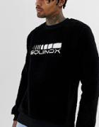 Asos Design Borg Sweatshirt In Black With Text Slogan Print - Black