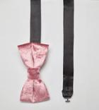Noose & Monkey Bow Tie In Crushed Velvet - Pink