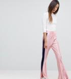 Asos Tall Trackpants With Kickflare Hem And Side Piping - Pink