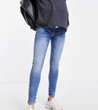 River Island Maternity Skinny Jean In Medium Denim-blue