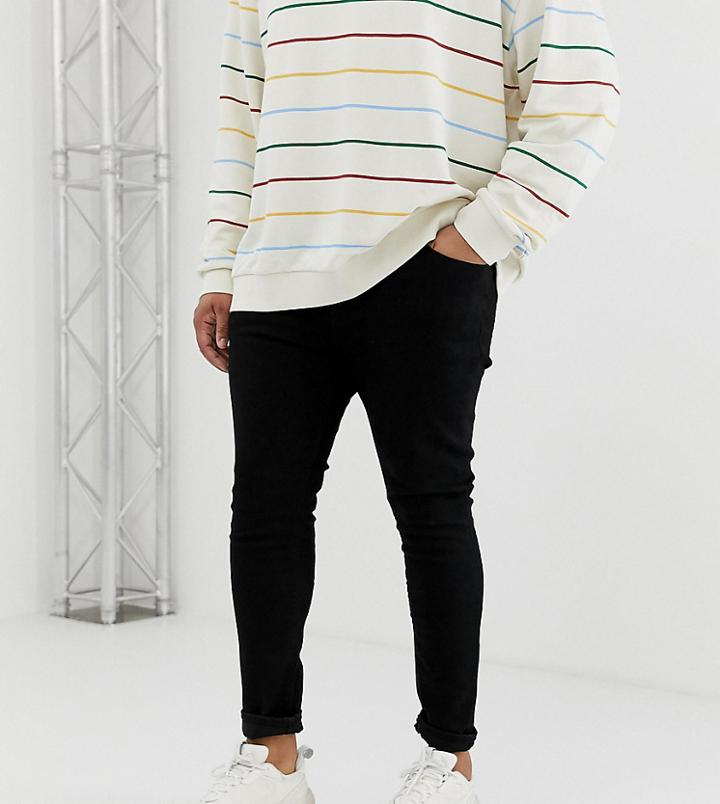 Asos Design Plus Spray On Jeans In Power Stretch Denim In Black - Black