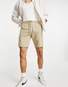 Only & Sons Linen Drawstring Shorts In Beige-neutral